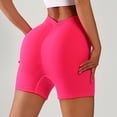 thumbnail image 7 of felwors V Back Biker Shorts High Waist Scrunch Lifting Workout Yoga Running Training Hot Pink for Size XL, 7 of 7
