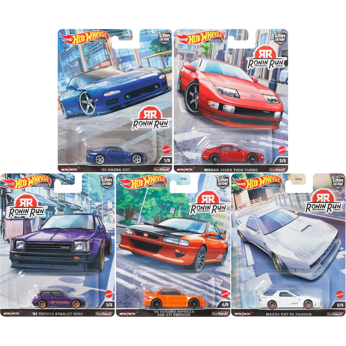 Hot Wheels Premium 2022 Car Culture Ronin Run Set Of 5 1 64 Diecast Hot Wheels Premium 2022 Car Culture Ronin Run Set Of 5 1 64 Diecast