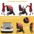 thumbnail image 2 of Dextrus 4 Wheel Foldable Dog Stroller with Storage Basket, Upgraded Version Pet Stroller with 360° Rotation Wheel, for Small Medium Dogs & Cats,Red, 2 of 6