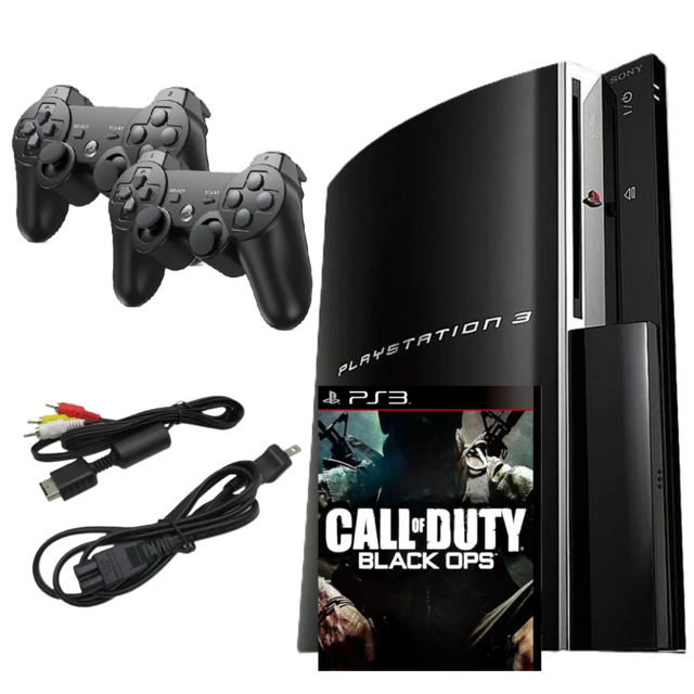 Restored Sony Playstation PS3 Console Original 80GB with Call of Duty Black Ops Two and Retrofam Controllers, Black, (Refurbished)