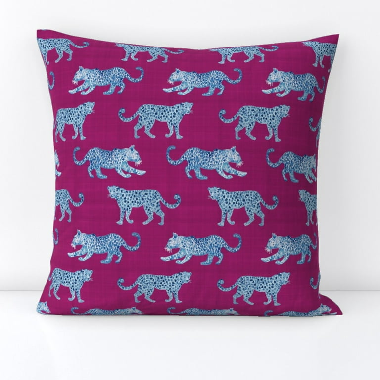 Magenta Pink Leopard Print Velvet Throw Pillow Cover