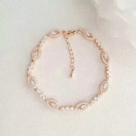 3Ct Marquise Cut Women Tennis Bracelet Lab Created Diamond 14K Rose Gold Plated