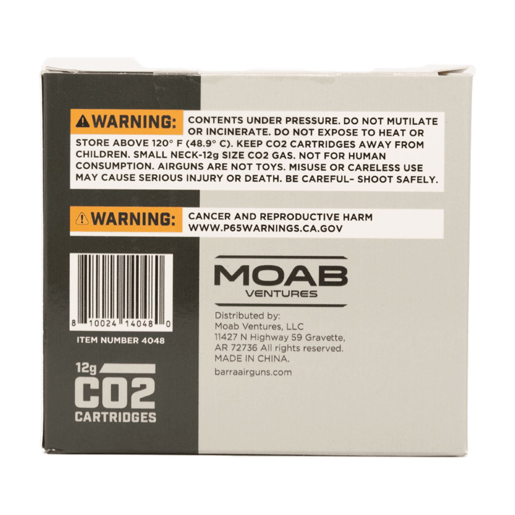 Barra Airguns, 12-Gram CO2 Cartridge, 25 Count, for Air Rifles