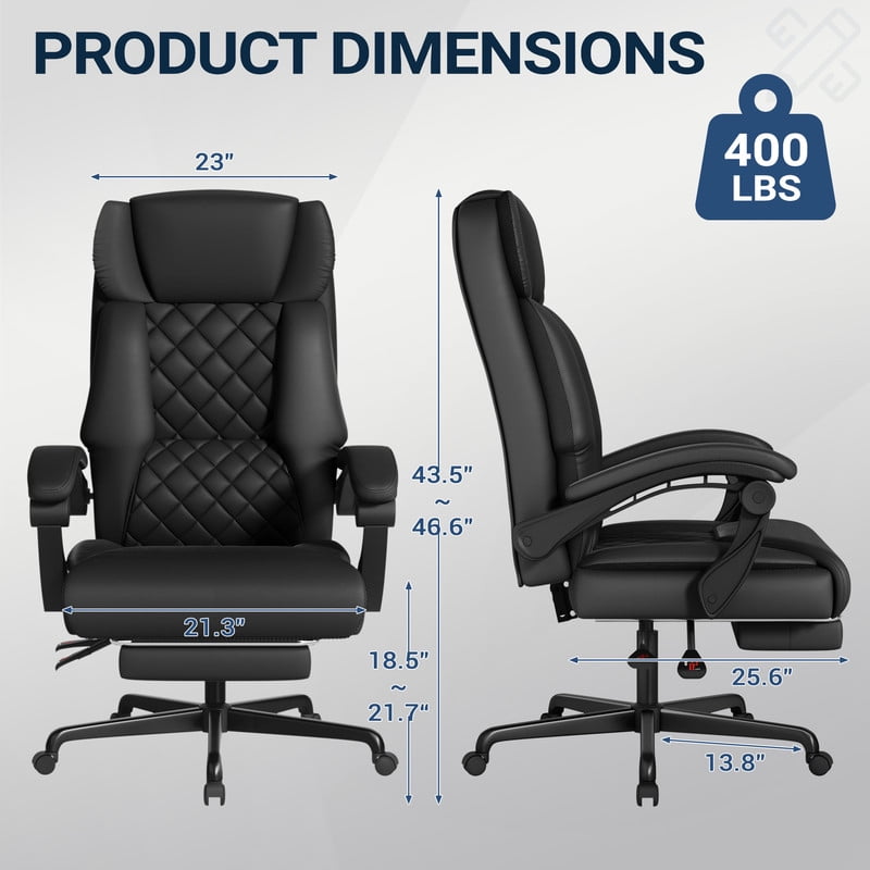 Homall Massage Office Chair with Heat and 6 Vibration Points,High Back Executive Ergonomic Computer Desk Chair with Reclining Backrest and Footrest,PU Leather,Black