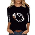 thumbnail image 2 of Heisall Hauts pour Femmes Manches 3/4 Col Rond T-Shirts Décontractés Mode Imprimé Rugby, 2 of 3