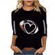 thumbnail image 2 of Heisall Womens Tops 3/4 Sleeve Round Neck Loose Casual Fashion T-Shirts Rugby Print, 2 of 3