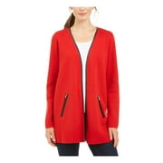 CHARTER CLUB Womens Red Overcoat Jacket Petites Size: PL