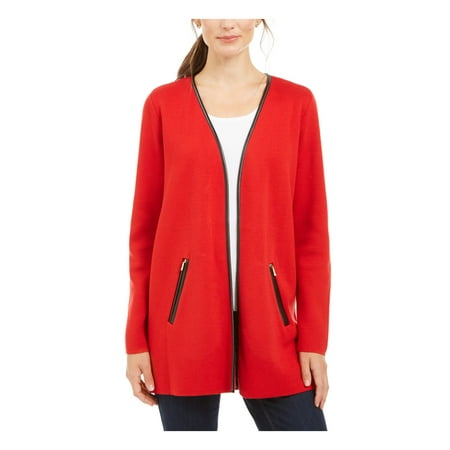 CHARTER CLUB Womens Red Overcoat Jacket Petites Size: PL