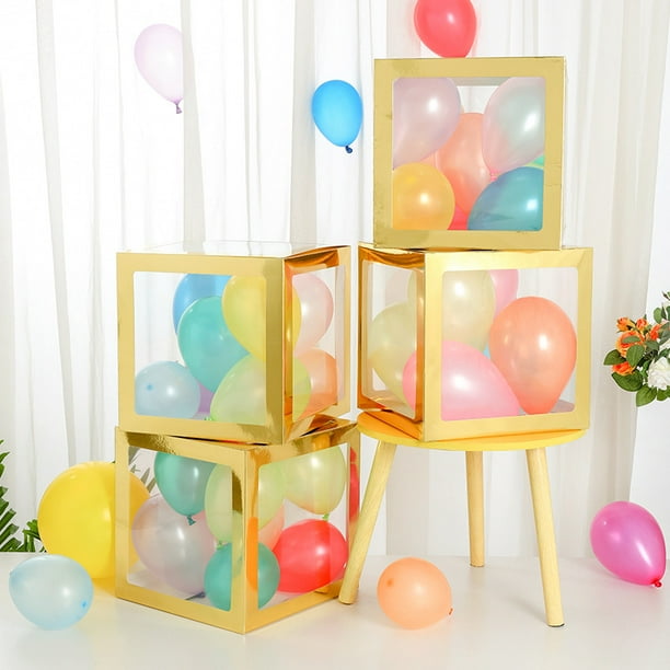 Caja transparente con globos dorados, caja sorpresa de cumpleaños, diseño para fiesta de confesión y propuesta, caja roja con letras de amor para bebé
