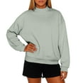 thumbnail image 2 of Mock Neck Sweatshirts for Women Fall Oversized Sweatshirt Casual Comfort Cute Pullover Tops Drop Shoulder Sweaters Gray L, 2 of 6