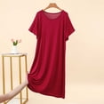thumbnail image 3 of Pafei Tyugd Nightshirts for Women Soft Breathable Short Sleeve Mini Nightdress Lightweight Casual Round Neck Pajama Dress Ladies Nightgowns Loungewear Wine XL, 3 of 8
