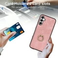 thumbnail image 4 of Fit for Samsung Galaxy S24 Plus Case Card Pocket 360° Rotatable Ring Holder Kickstand, Shockproof Drop Resistant PU Leather Soft TPU Back Protective Phone Case For Samsung Galaxy S24 Plus, Pink, 4 of 9