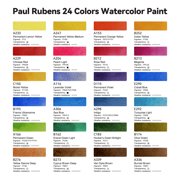 Paul Rubens Solid Watercolor Paint Set, 24 Vivid Floral Colors x 2 ml Artist Grade Watercolor, Bulit-in Palette for Professional Artists, Beginners