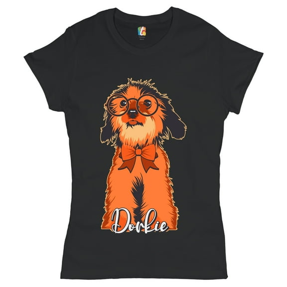 Tee Hunt Adorable Dorkie in Glasses T-Shirt Toy Dog Women's T-Shirt Tee