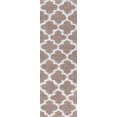 thumbnail image 3 of Jersey Shag Transitional Geometric Tan and White Polypropylene Indoor Runner Rug, 2'x8' Rectangle, 3 of 9
