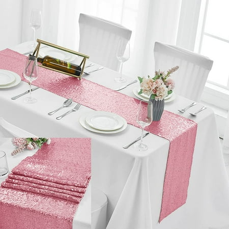 

12 x 72 inches Sequin Table Runner Glitter Table Runner Tablecloth for Birthday Party Supplies Wedding Holiday Decorations