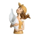 thumbnail image 2 of Estatuilla de chica nórdica, florero, estatua para el hogar, , escultura, arte coleccionable para centro de mesa, decoración para sala de estar, Café BLESIY Jarrón de estatuilla de niña, 2 of 4