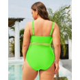 thumbnail image 2 of GHSDFBB Women Plus Size One Piece Swimsuits V Neck Tummy Control Bathing Suits Retro Ruched Swimwear, 2 of 5