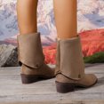 thumbnail image 3 of Rokment Womens Wide Calf Knee High Cowboy Boots Winter Spring Fashion Casual Solid Suede Pointed Toe Chunky Mid Heel Knee Length Long Tall Cowgirl Riding Boots Khaki Size 7.5, 3 of 7