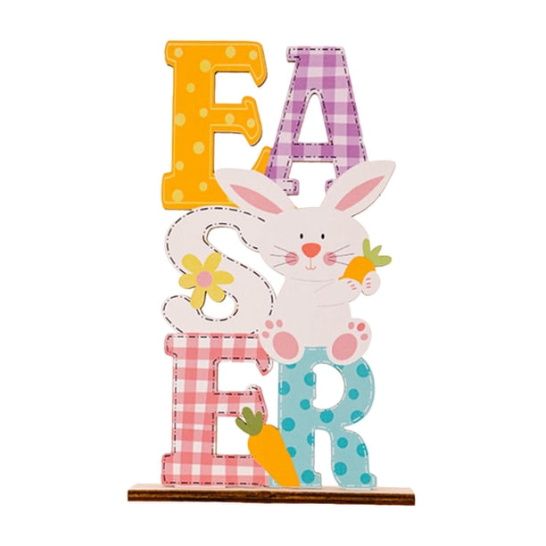 Letreros de madera para la mesa de Pascua Letreros de madera para la mesa de Pascua Decoraciones de Pascua para Estatuilla de conejo