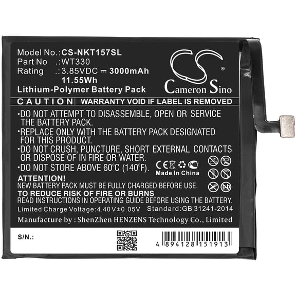 3000mAh WT330 Battery for Nokia TA-1157 TA-1150 4.2