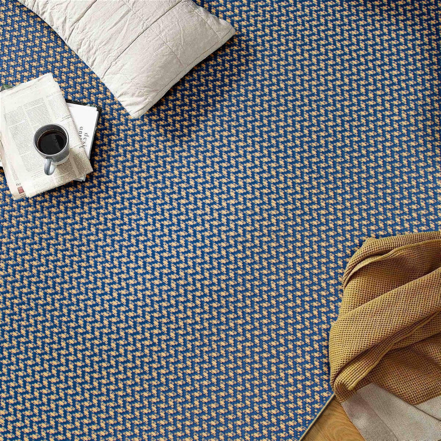 World Rug Gallery Contemporay Solid Reversible Plastic Indoor and Outdoor Picnic Mat, Camping Rug, RV Rug - NAVY 5' X 7'