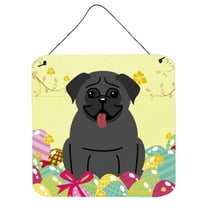 Carolines Treasures BB6006DS66 Easter Eggs Pug Black Wall or Door Hanging Prints