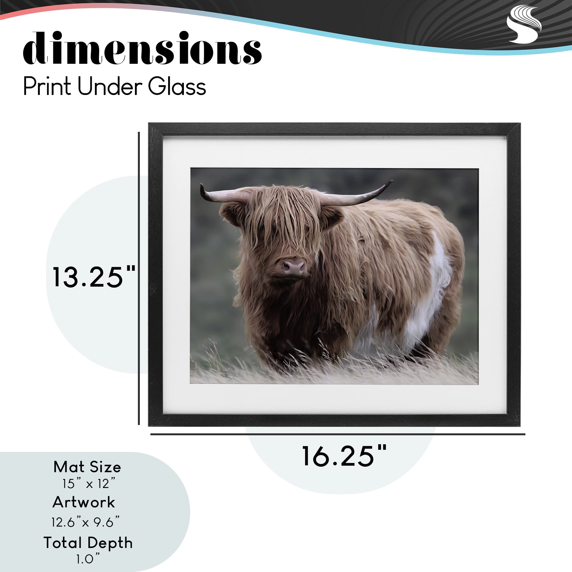Stupell Industries Wandering Harry Highland Cattle Black Framed Print Under Glass, design by Marcus Prime