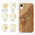 thumbnail image 4 of Case Yard Wooden Case Outside Soft TPU Silicone, Slim Fit Shockproof Wood Protective Phone Cover for Girls Boys Men and Women, Supports Wireless Charging Tribal Lioness Design case for iPhone-XR, 4 of 7