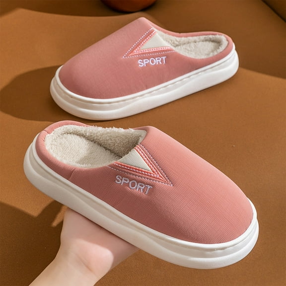 Weloille Home Cotton Sippers For Girls In Fall And Winter Home Indoor Couples Thick-Soled Non-Slip Furry Shoes Warm Cotton Shoes For Men