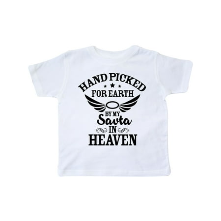 

Inktastic Handpicked for Earth By My Savta in Heaven with Angel Wings Gift Toddler Boy or Toddler Girl T-Shirt