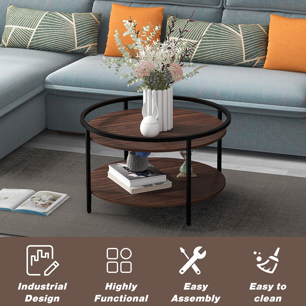 Private Jungle Modern Coffee Table with Storage for Living Room, Including Toptable & Sturdy Wood/Metal Base, Round w/Sink Top,Brown Private Jungle Modern Coffee Table with Storage for Living Room, Including Toptable & Sturdy Wood/Metal Base, Round w/Sink Top,Brown