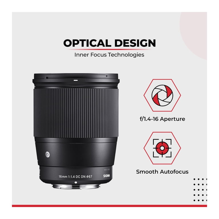 Sigma 16mm f/1.4 DC DN Lens for Sony Camera with 64GB SD Card