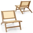 thumbnail image 2 of Costway 2 PCS Mid Century Modern Teak Wooden Chair with Handwoven Rattan Seat & Backrest, 2 of 9