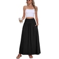 thumbnail image 4 of Asklazy Womens Flowy Long Maxi Skirt A-Line Long Skirt with Pockets Elastic High Waist,Black,S, 4 of 10