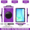 thumbnail image 4 of For Samsung Galaxy Tab S10 FE+ Case 13.1 inch SM-X620/SM-X626B, 360 Hand Strap, Shoulder Strap, Kickstand, Rugged Drop Protection, Purple, 4 of 7