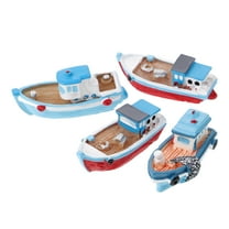 Beaupretty 4Pcs Resin Fishing Boat Model Nautical Home Decor Assorted Colors for Desktop Display