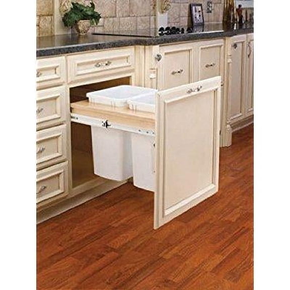 Rev-A-Shelf 35 Gallon Dual Compartment Trash Can, White