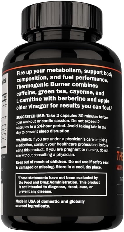Prime Labs Thermogenic Energy Supplement for Men – L-Carnitine, Caffeine & Green Tea Extract – Daily Energy & Active Lifestyle Formula – Third-Party Tested, Made in the USA – 60 Capsules