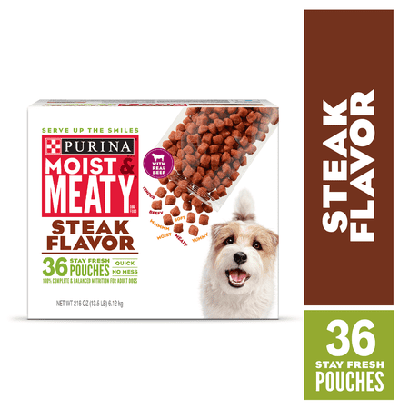 Purina Moist & Meaty Wet Dog Food Steak Flavor 36 ct. Pouch