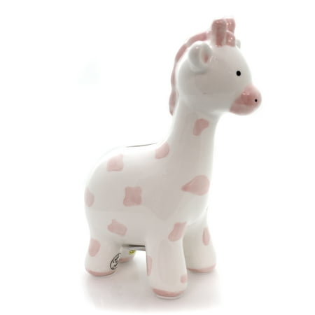 Bank PINK SPOTTED GIRAFFE BANK Ceramic Zoo Animal Baby Money