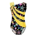 thumbnail image 2 of Hansber Gymnastics Leotard for Girls Metallic One Shoulder Ballet Dance Unitard Tumbling Bodysuit Black&Yellow 12, 2 of 8