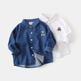 thumbnail image 4 of Qudderr Kids Toddler Denim Shirt for Boys 2-8 Years Spring Fall Button Jeans Shirts Baby Long Sleeve Blouse Tops Cotton Dress Shirt, 4 of 9