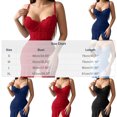 thumbnail image 2 of Levmjia Women's Lace Nightgown Sleeveless Deep V Neck Chemise Dress Adjustable Straps Ruched Side Slit Bodycon Sleepwear for Spring Summer, 2 of 5