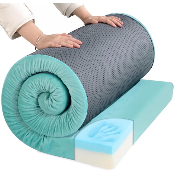 3 Inch Thick Waterproof Memory Foam Camping Mattress Portable Roll Up Pad for Outdoor Sleeping Travel Truck Bed Tent
