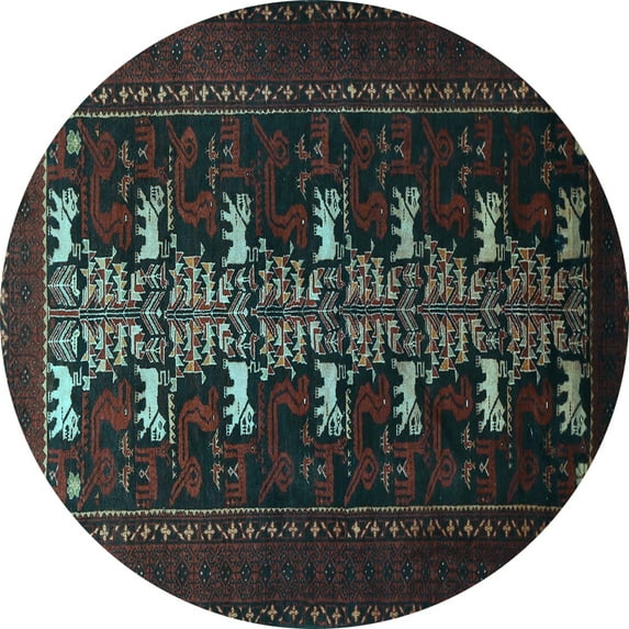 Ahgly Company Indoor Round Animal Light Blue Traditional Area Rugs, 8' Round
