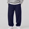 thumbnail image 4 of Leidass Mens Fleece Lined Jogger Sweatpants Elastic Drawstring Waist Cuffed Ankle Solid Casual Athletic Pants with Side Pockets Navy L, 4 of 5