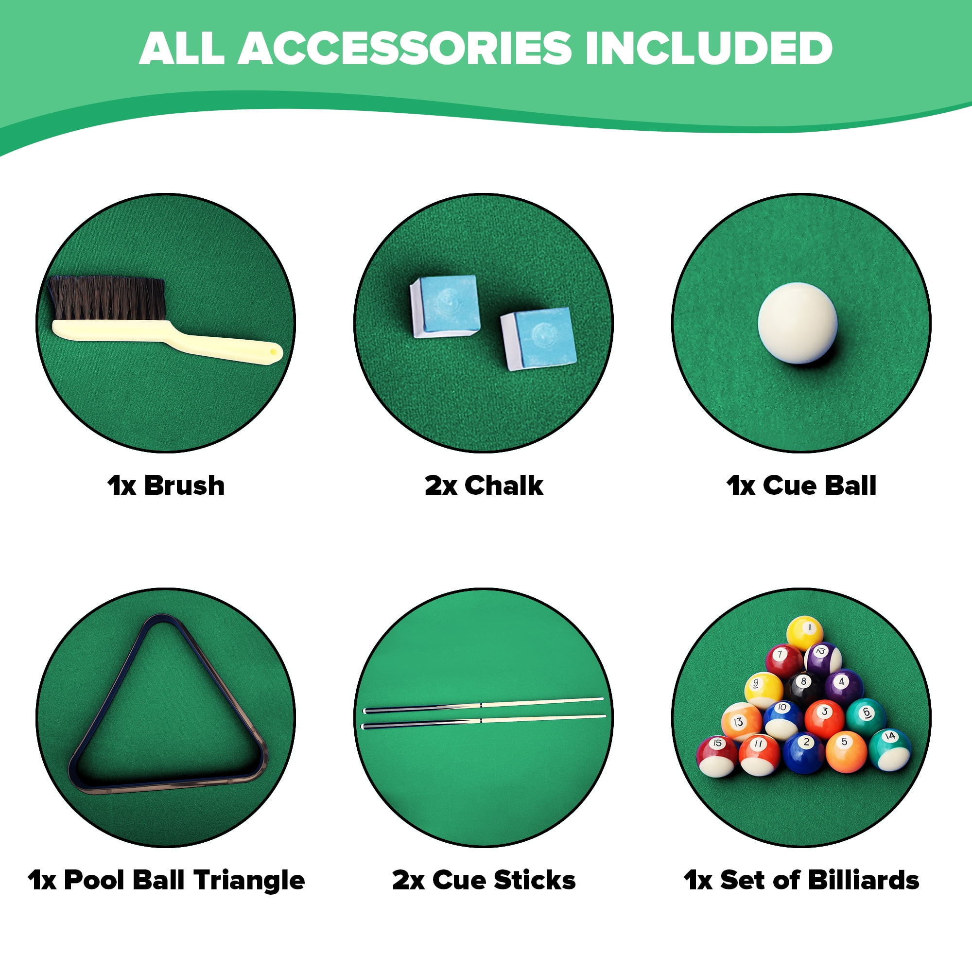 Miniyam 5.5ft Folding Pool Table, Portable Billiards Game Table with Accessories for Families, Green