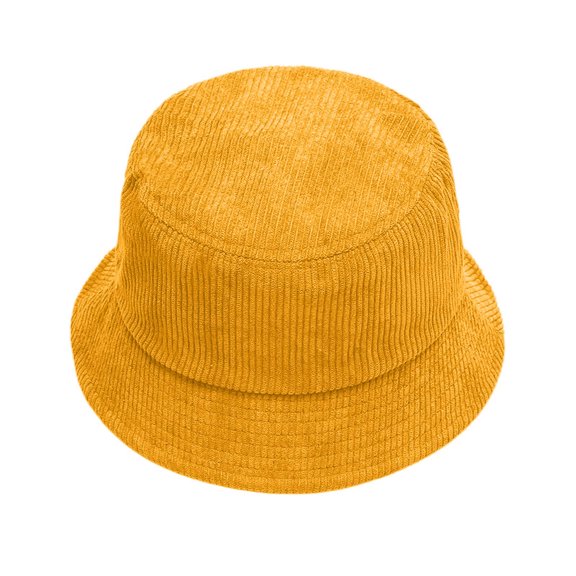 Fgnfyis Autumn Winter Corduroy Fisherman Hat Unisex Street Style Beret Adjustable Bucket Cap Bucket Hats for Men and Women Yellow