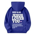thumbnail image 4 of Grblisyd JESUS LOVES YOU Hoodie for Teen Girls Oversized Christian Hoodies Essentials Hoodie Christian Bible Verse Hoodies Long Sleeve Hoodies for Teen Girls Dark Blue 160, 4 of 6